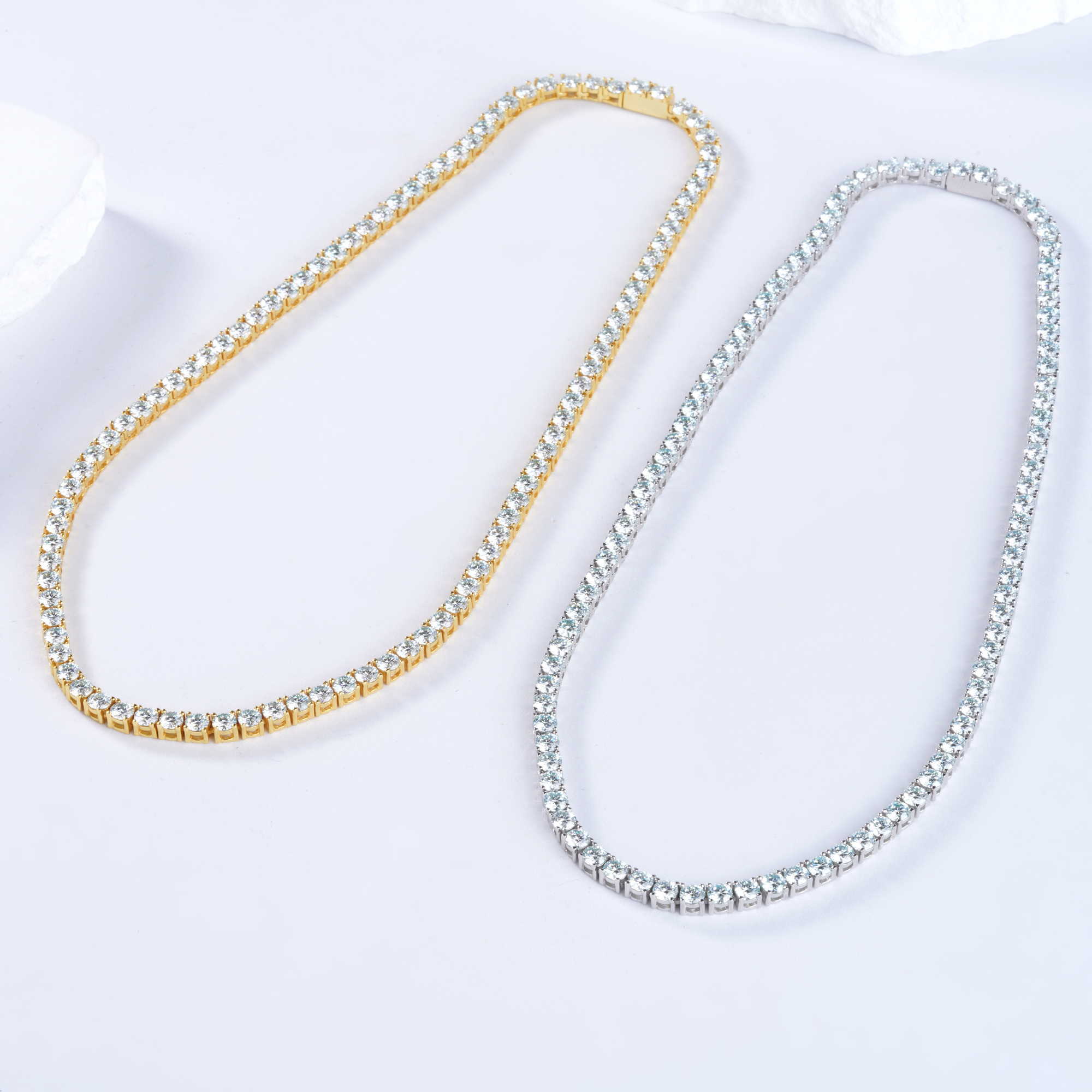 3mm 4mm round shape D VVS1 moissanites Wholesale Starsgem Sterg Sier jewelry bracelet tennis chain S Necklace