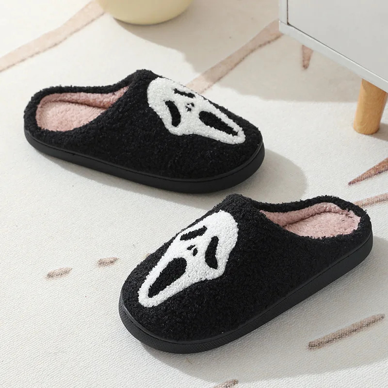 2024 new designer shoes skeleton cartoon warm winter couple home cotton slippers