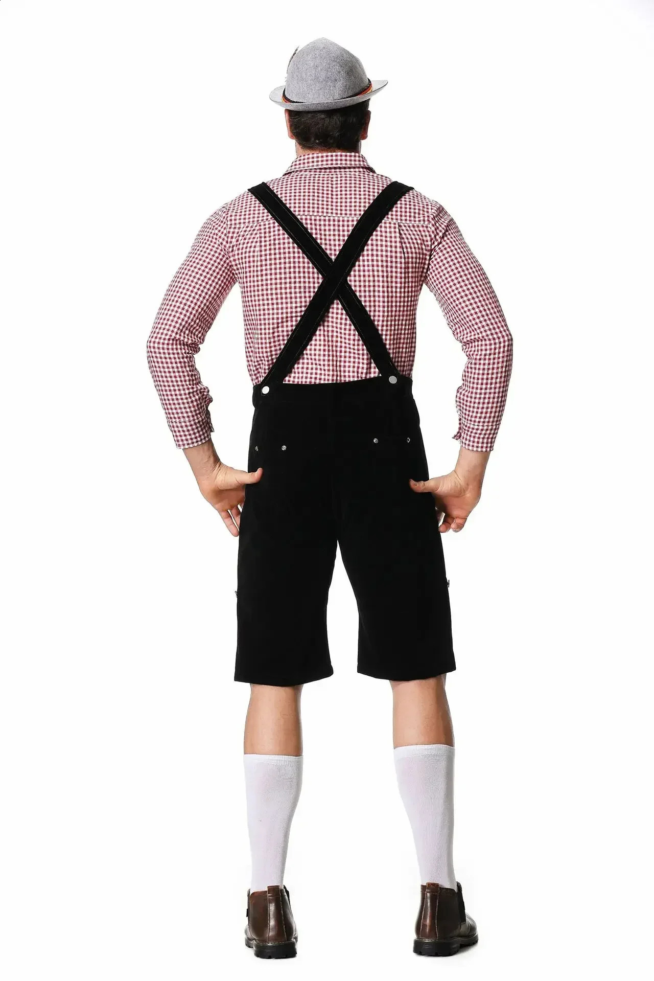 M-XXL Mens Bavarian Beer Festival Lederhosen Costume for Cosplay German Beer Festival Suspendars Rompers Shirt Hat Set 240927