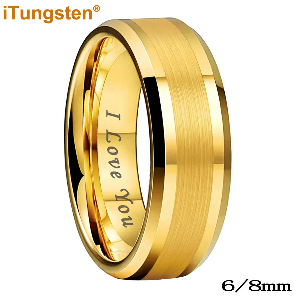 ITungsten 6mm 8mm tungsten carbide ring for men and women engagement wedding band fashion jewelry I love you carving comfortable fit 240925