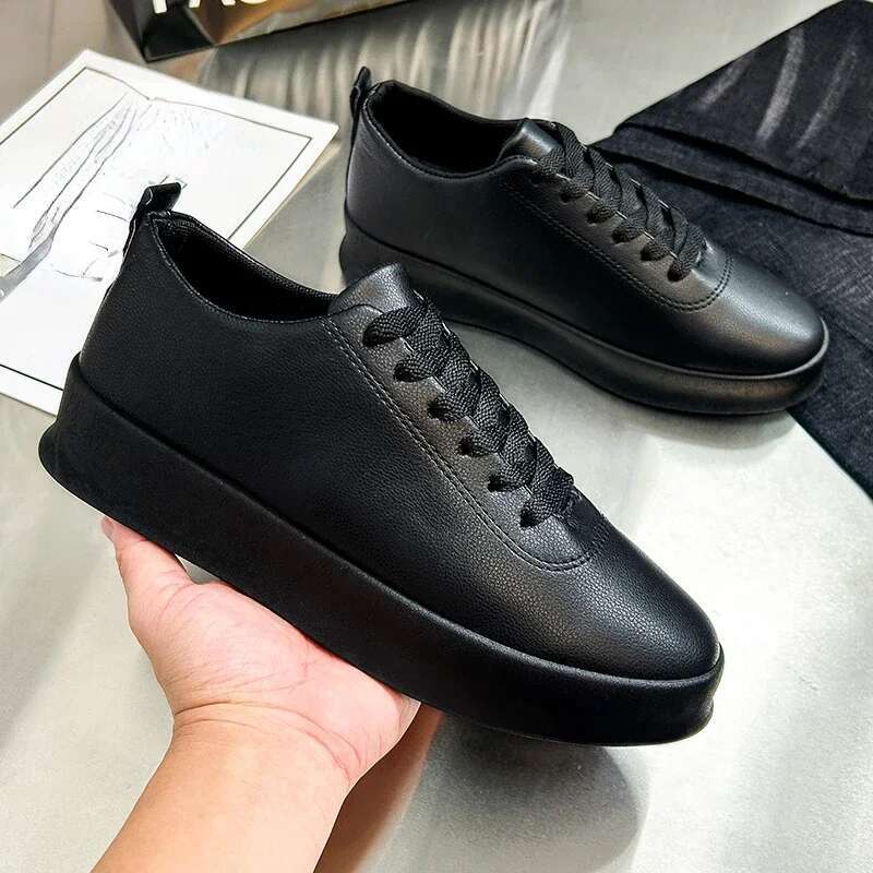 Spring and Autumn Men Leather Sneakers Round Toe Breathable Low Top Casual Male Flats ree shipping shoes 241108