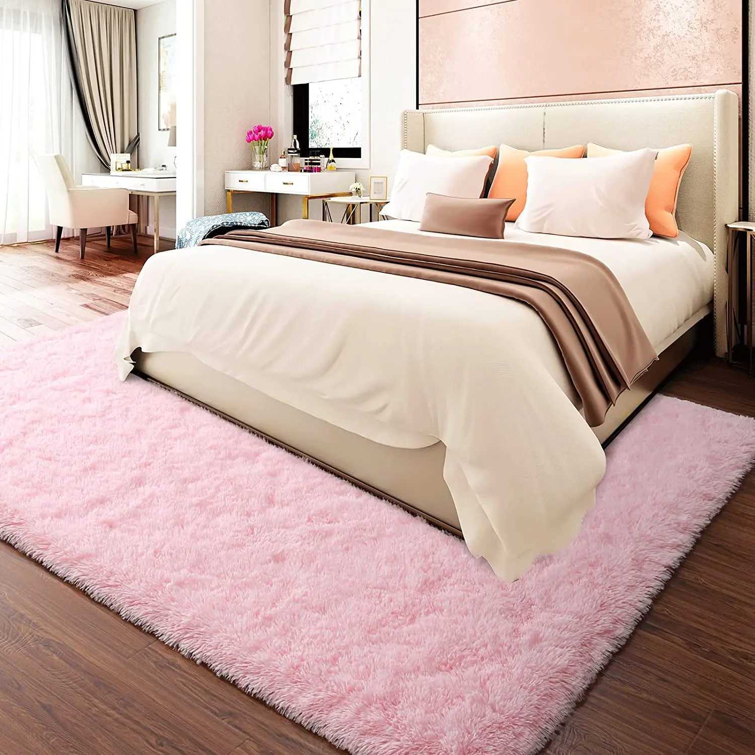 Soft modern pink carpet fluffy living room plush carpet childrens bedroom floor mat kindergarten childrens play carpet X240928