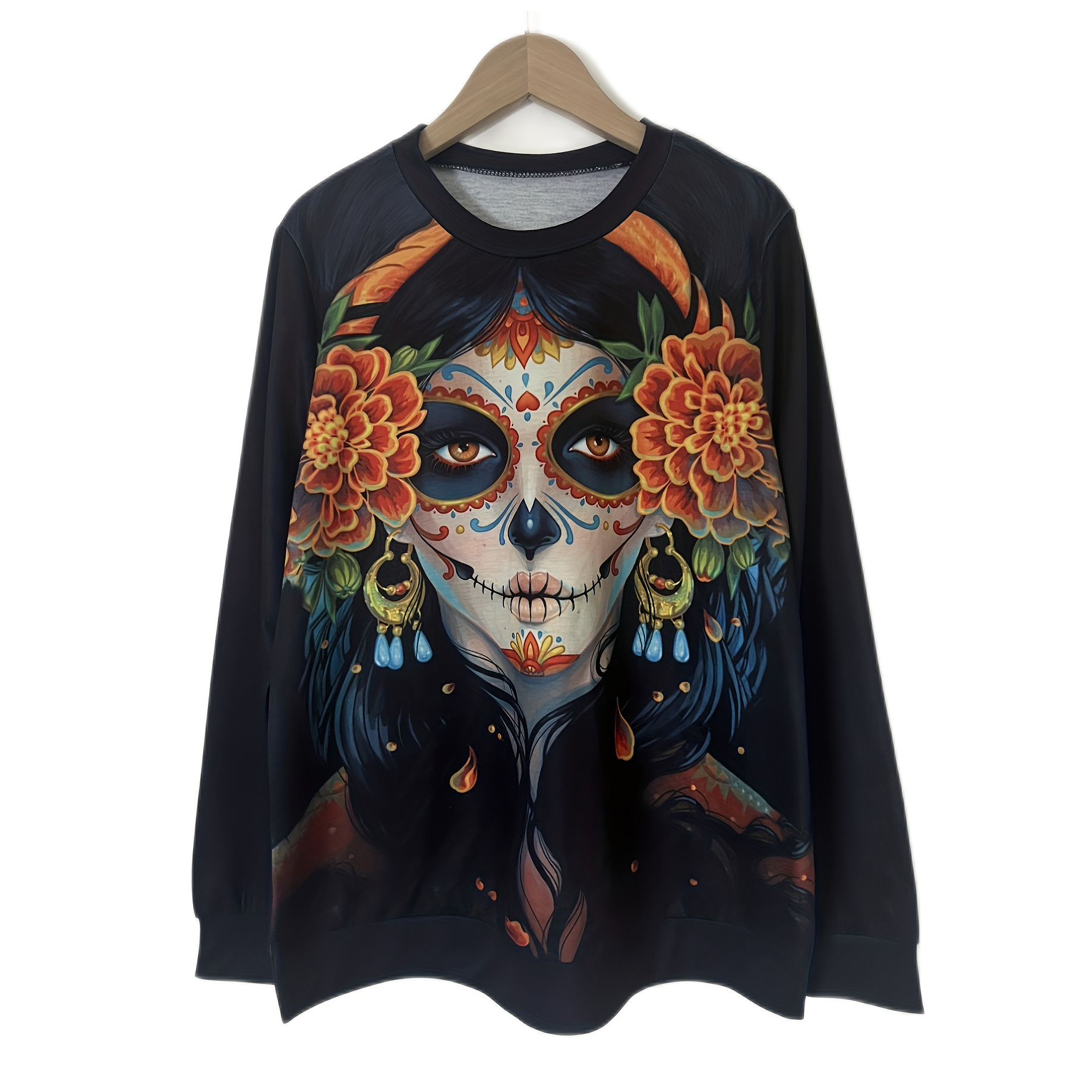 Spooky Halloween Printed Hoodies: Comfy Loose Pullover for 2024 dh910320090