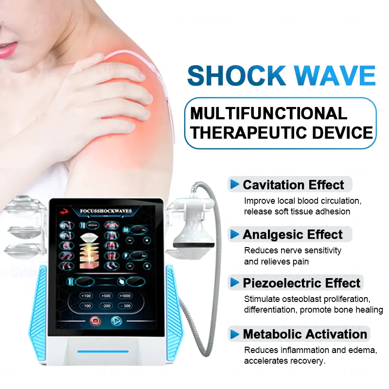 Hot Selling Portable FSWT Body Injury Rehabilitation 8 Bars Focus Shock Wave Therapy Body Massage Tendon Bone Muscle Pain Relief Anti-inflammation Mac