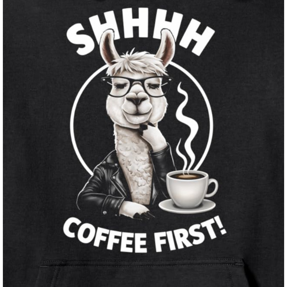 Hoodie for Mens Womens Llama Coffee Lover Apparel Funny Llama Drinking Coffee Pullover Hoodie Graphic Hoodies sweatshirt Pullover Long Sleeve