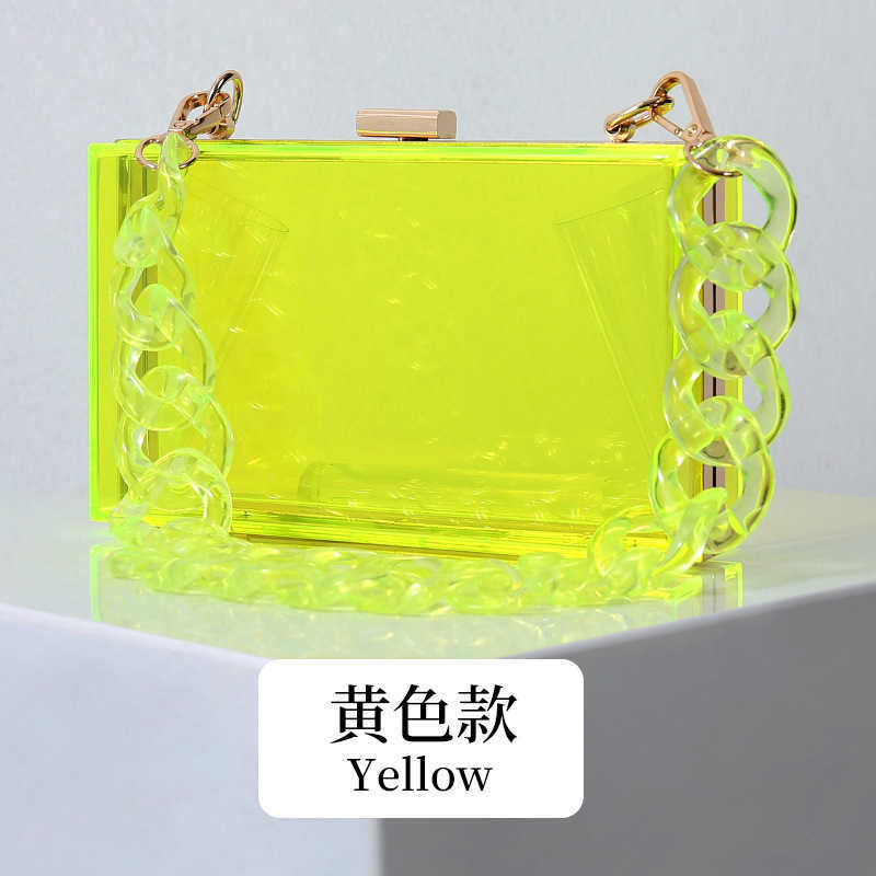 Clutch Bag Summer New Fashion Acrylic Designer Bag Womens One Shoulder Chain Messenger Evening Party Bag Square Box Transparent Bag 240920