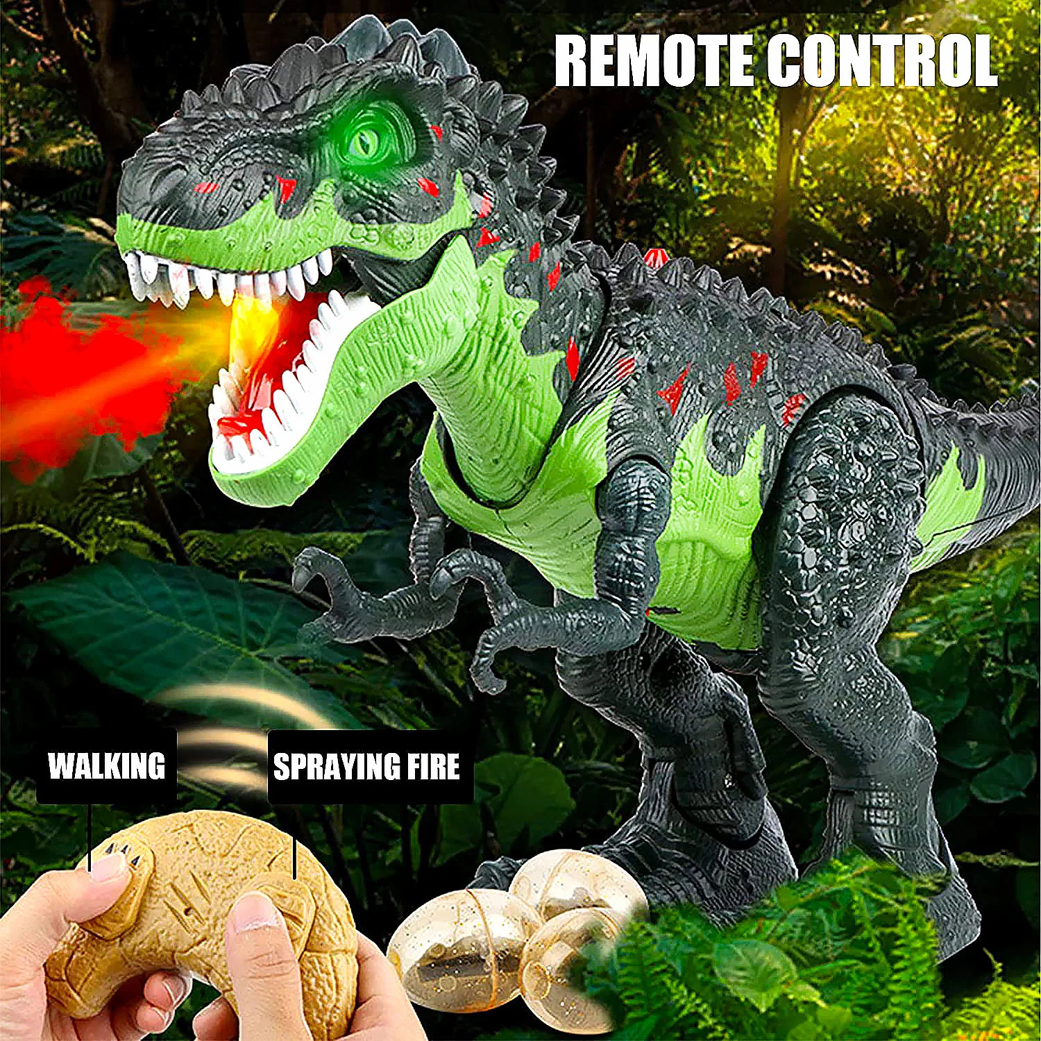 Remote Control Dinosaur Toys for Kids 3-5 5-7 8-12 RC Walking Robot T-Rex Simulated Flame Spray Eggs Laying Light Roaring 240920