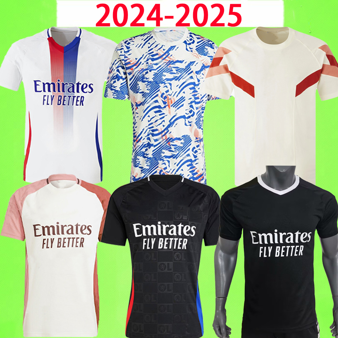 24 25 lyon Soccer Jerseys boys 2024 2025 AOUAR Men football shirts T kids kit Retro Player version uniform olympique lyonnais maillot de foot ol Pre match goalkeeper GK