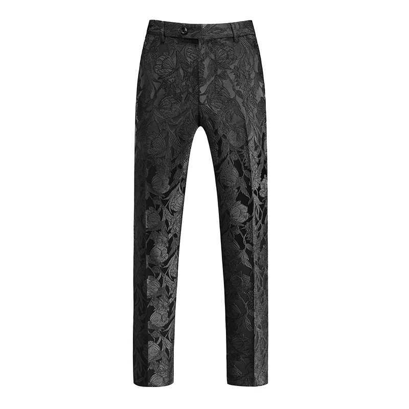 Fashionable mens luxury jacquard suit pants white/black/pink trend mens groom wedding party dressXJ250412