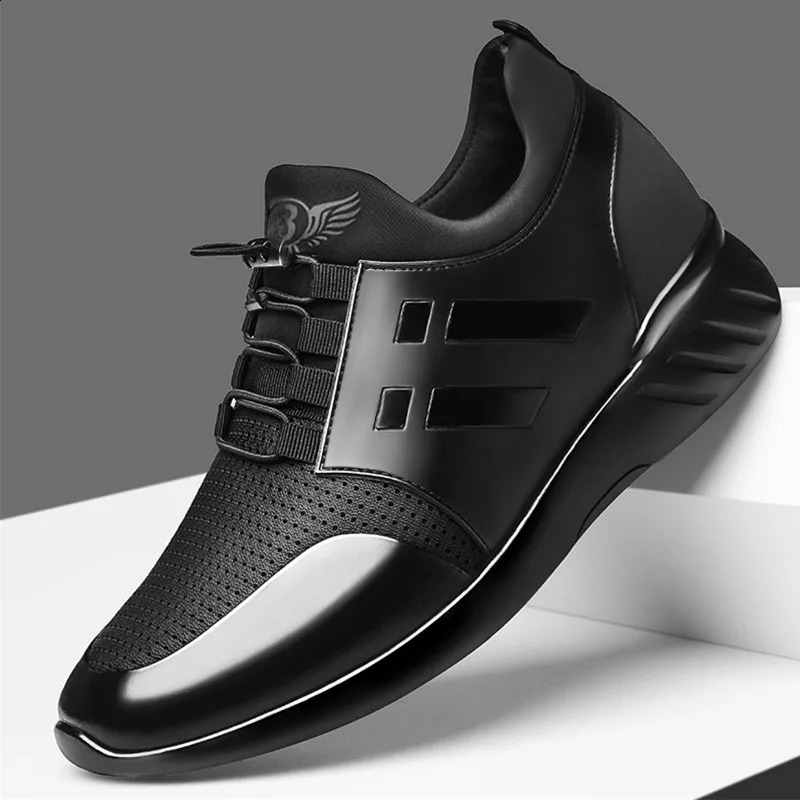 YEWNUW Height Increase Sneakers For Men Running Elastic Breathable Monochrome Comfortable Casual Shoes 240924