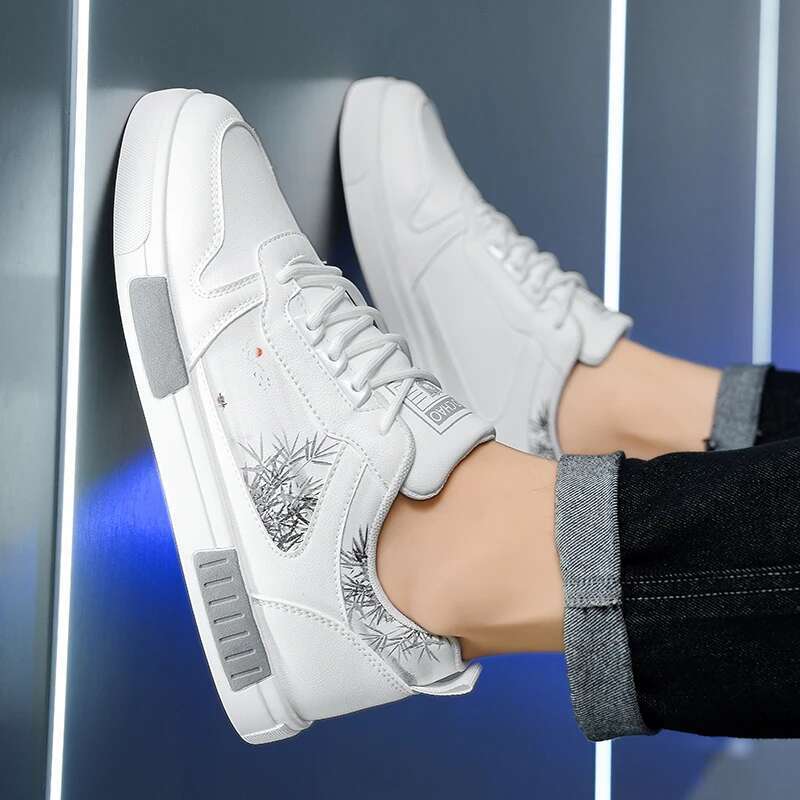 For Men Casual Bright Loafer Chaussires Winter Sneakers Low Sports Shoes Skor Tennis Height Increase High Quality 2024