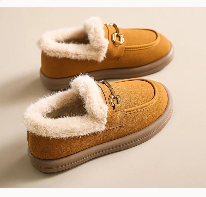 Shoes Woman Flats Round Toe Casual Female Sneakers Slip-on Loafers Fur Dress Winter Retro New Slip On Womens shoes 240924
