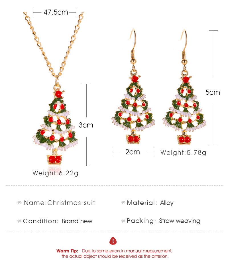 Celebrate Christmas with Our Playful Colorful Jewelry Set Featuring Oily Christmas Trees for Ears and Neck