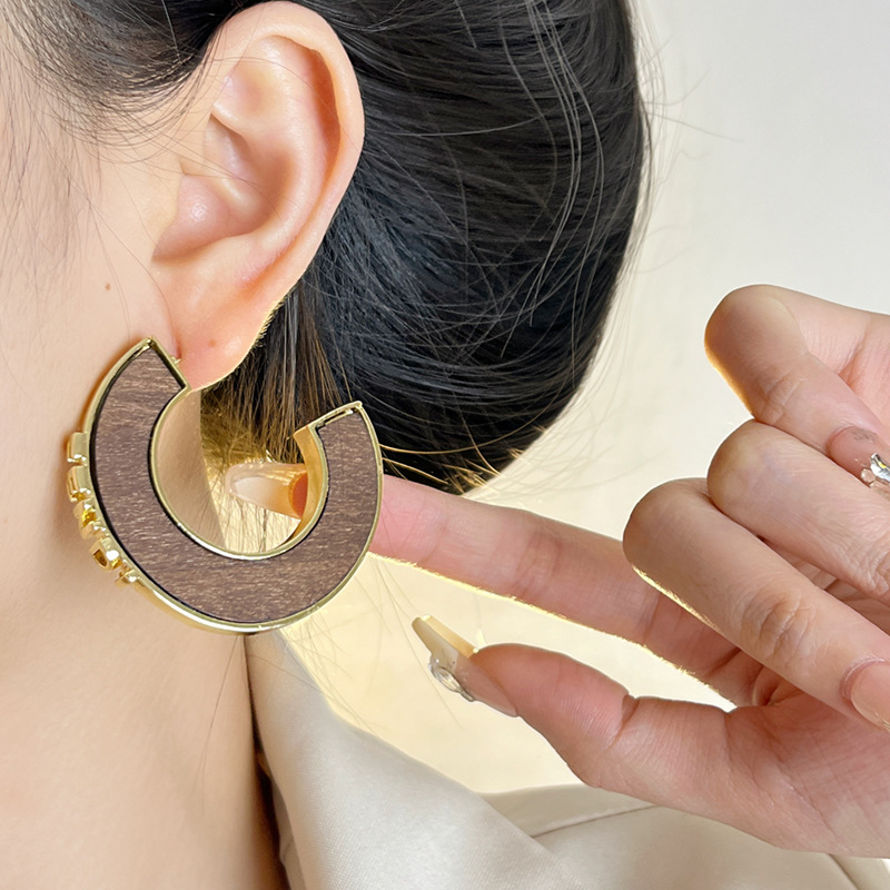 Women's Earrings Designer Earrings Double Sided Wooden Hoops Girls Party Weddings Jewelry With Gift Box