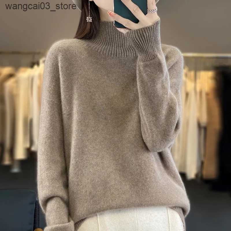 Maternity Sweaters Autumn And Winter New Wool Sweater 100 Pure Wool Womens First-line Garments Loose Half-high Collar Pullover Cashmere Knitted Ba L24