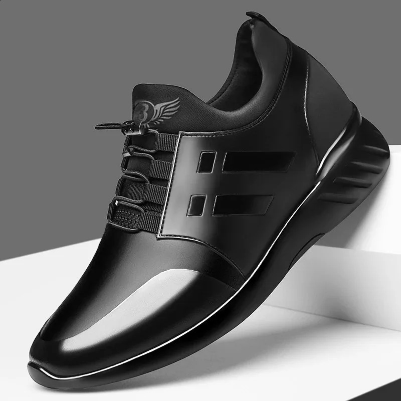 YEWNUW Height Increase Sneakers For Men Running Elastic Breathable Monochrome Comfortable Casual Shoes 240924
