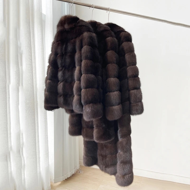 2023 Winter Clothes Thick Brown Warm Faux Fur Coat For W