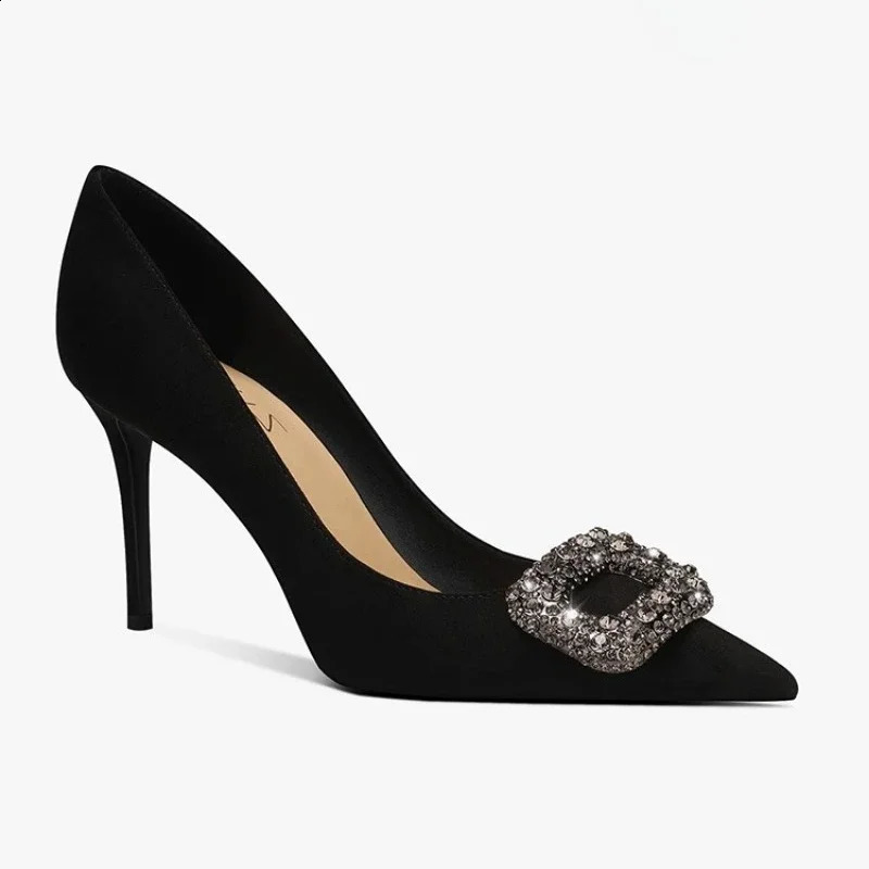 2024 Womens Summer Crystal Square Buckle Sexy Point Stiletto High Heels Elegant Banquet Dress Party Shoes Size Up 240926