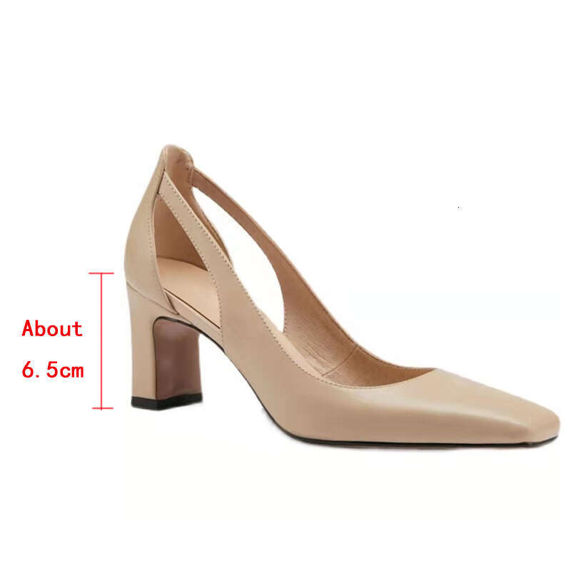 Hollow Square Head Retro Slip on Heels Pumps High Trend Thick Solid Designer Female Shoes Women Mujer Taces