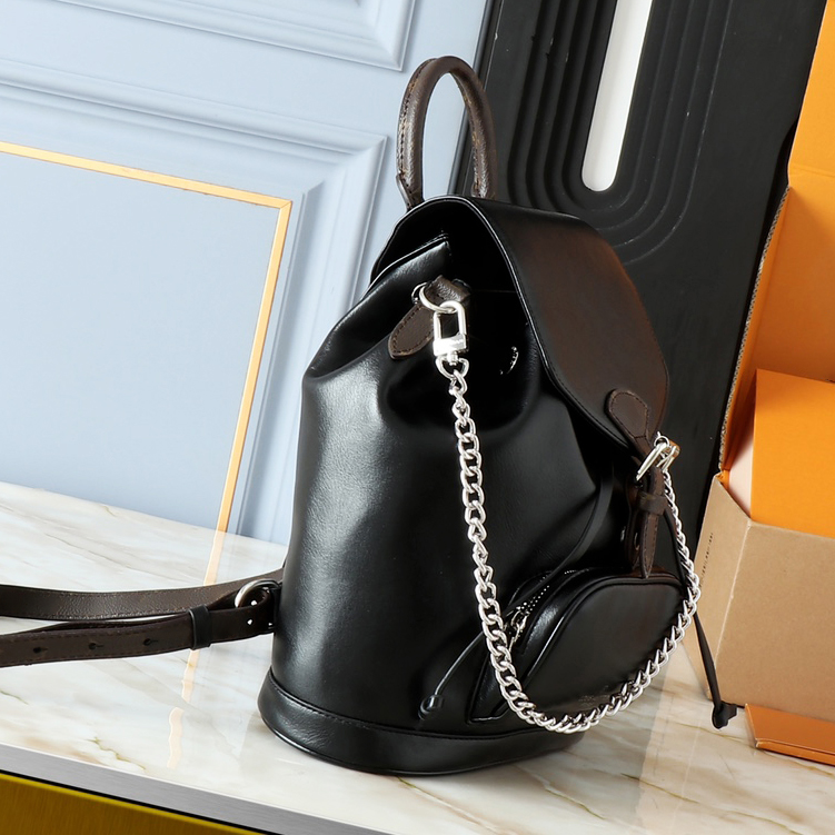 Women Trendy Fashion mini backpack Drawstring Backpacks Black Leather Backpack Student Bookbags Double Designer weekend bag Shoulder bags