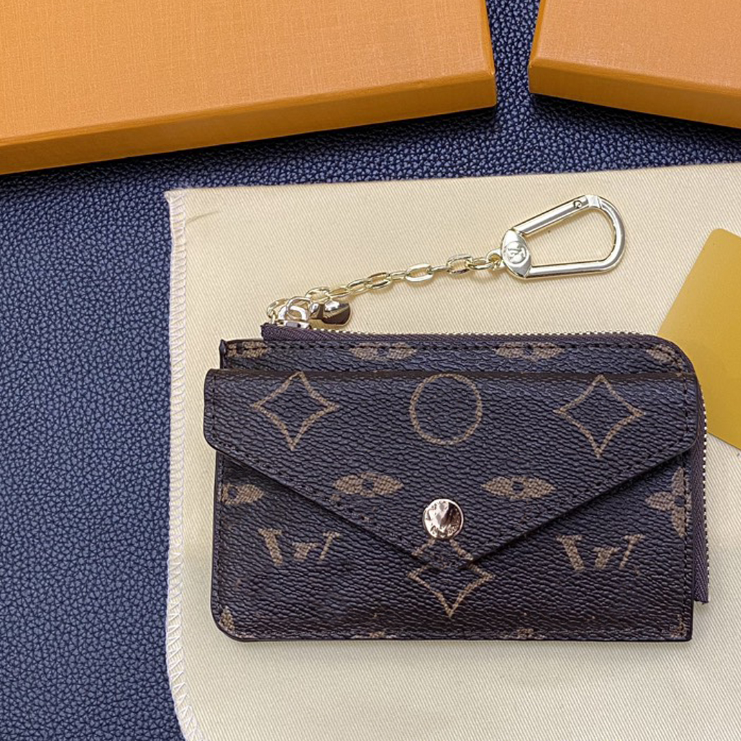 985 Luxury Designer Monogram Wallets Holder keychain Fashion Womens Mini Wallet High Quality Genuine Leather Men Coin Purse