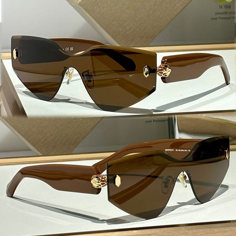 Lady Party Serpenti Forever Rimless Mask Sunglasses Designer New Mask Frame Legs Snakehead Embedding Casual Holiday Beach Sunglasses BV40035