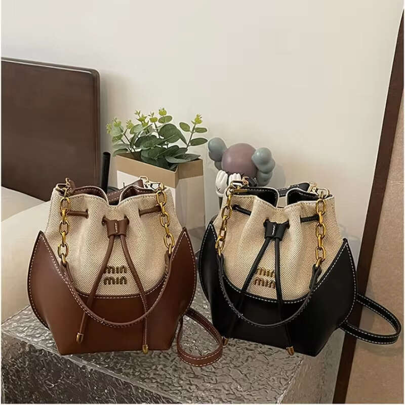 Fashion Capacity Large Retro French Shoulder Bucket Ladies Crossbody Bag Designer Letters PU Handbag ace2 4