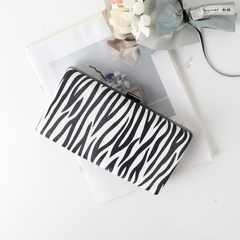 Zebra print dinner package Europe and the United States fashion clutch PU chain foreign trade evening bag 4