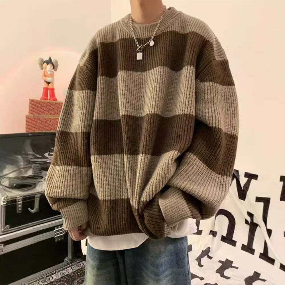 Round neck sweater sweater men's fashion brand handsome autumn and winter bottoming shirt new men's temperament slim top