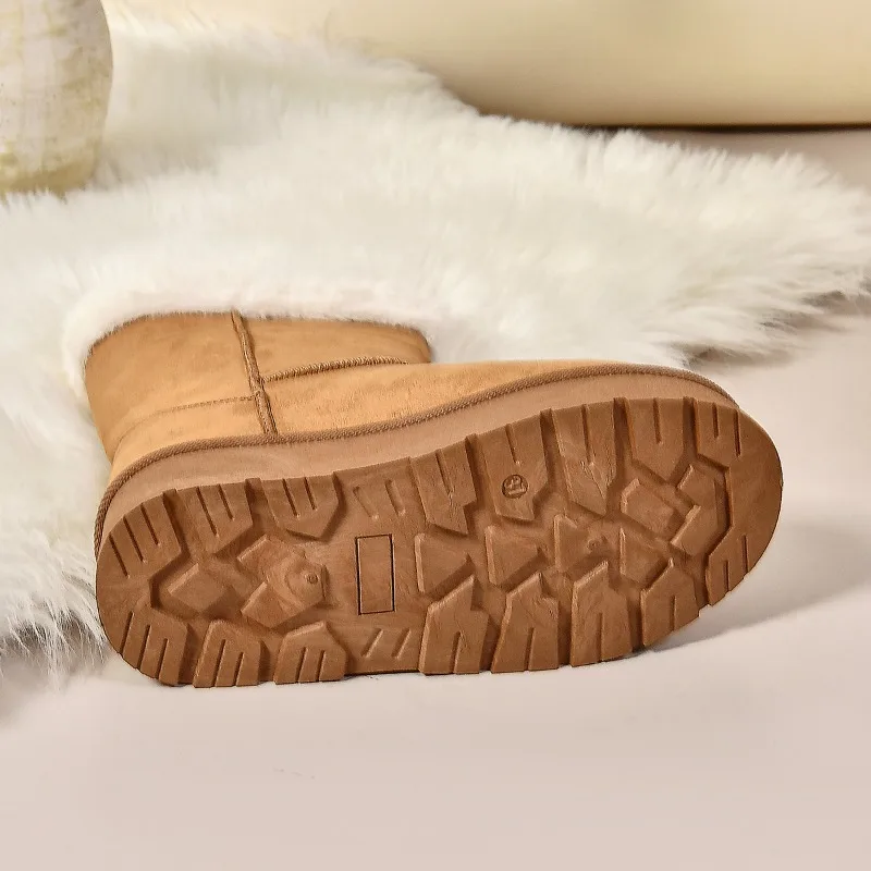 Winter New Hot selling Women Suede Warm Snow Boots Round Head Flat Bow Solid Color Short Boots Outdoor Comfortable Women Shoes