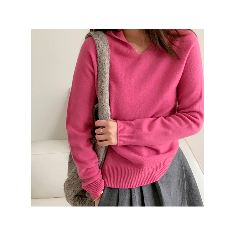 100% full wool seamless hooded knit sweater loose casual basic section fall and winter high quality sweater