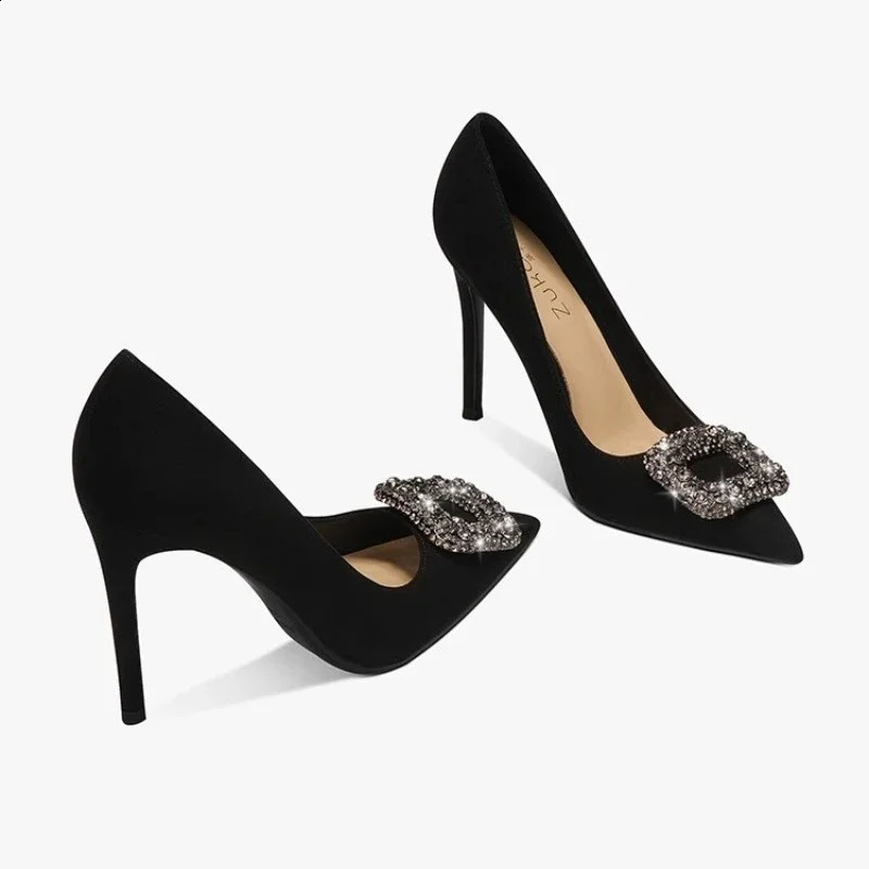 2024 Womens Summer Crystal Square Buckle Sexy Point Stiletto High Heels Elegant Banquet Dress Party Shoes Size Up 240926