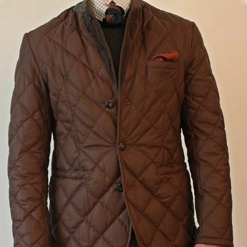 Loose casual mens apron solid long sleeved jacket retro ultra-thin warm jacket 2024 autumn winter notch collar duvet cover jacket 240918