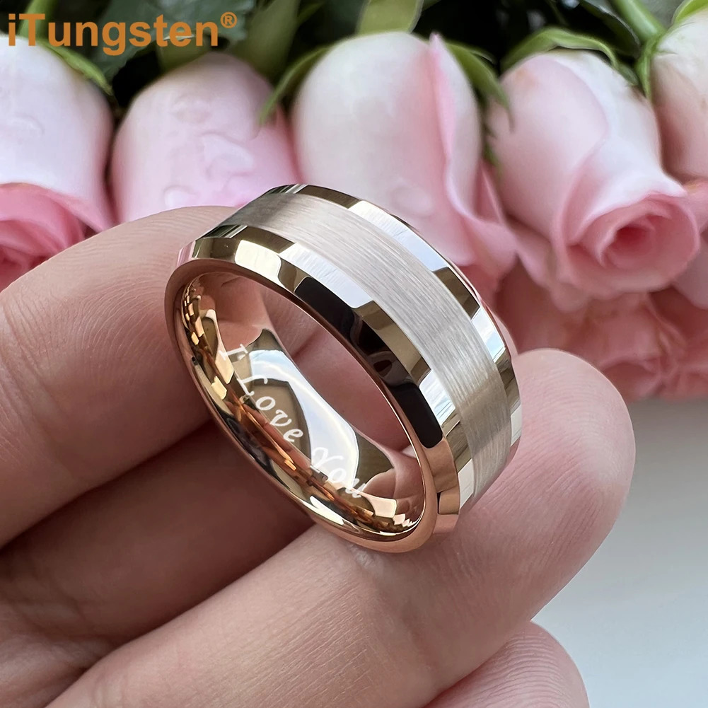 ITungsten 6mm 8mm tungsten carbide ring for men and women engagement wedding band fashion jewelry I love you carving comfortable fit 240925