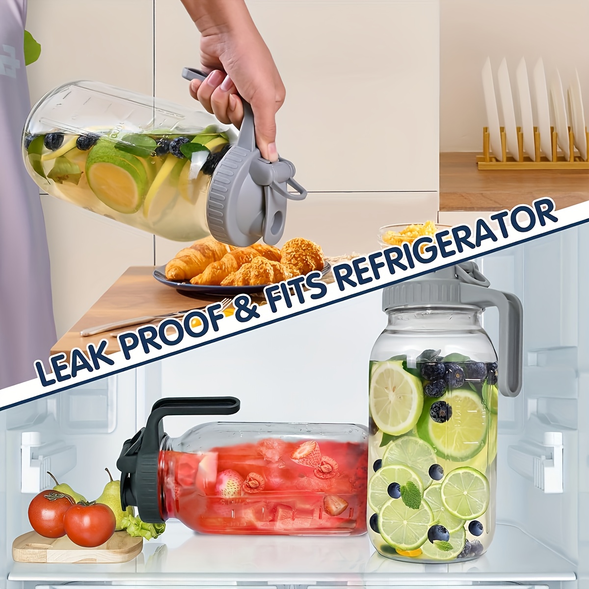 Buy 1 Get 1 Free total of 2 pcs Large Capacity 64OZ Glass Coffee Pot with Lid Leak-Proof Airtight Wide Mouthed and Easy Pouring Perfect for Cold Brewe