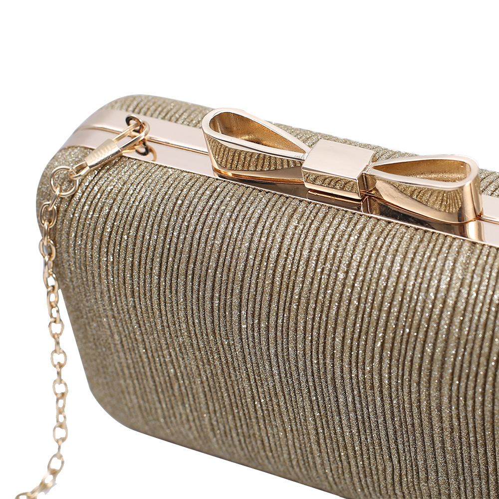 Cute bow dinner bag with special pleats, red bridal bag, shiny dress, hand-held women's bag