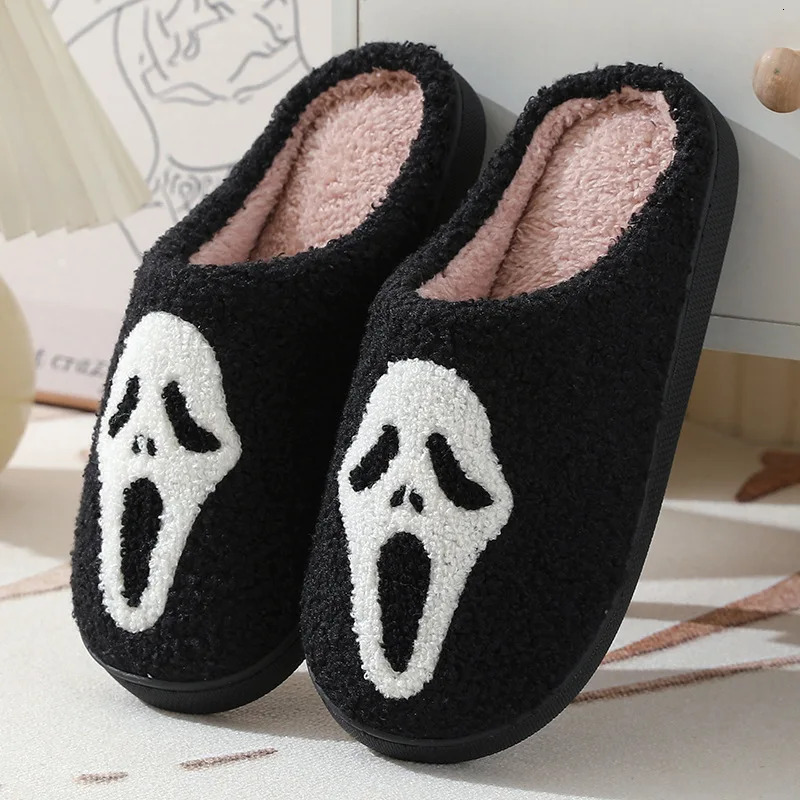 2024 new designer shoes skeleton cartoon warm winter couple home cotton slippers