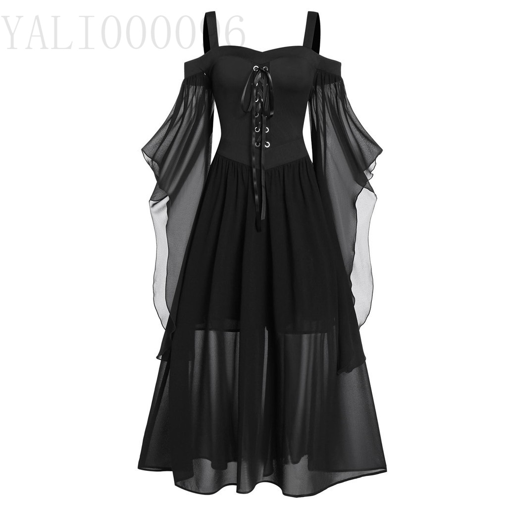 New Halloween Witch Black Strap Strap Dress Role Playing Dress