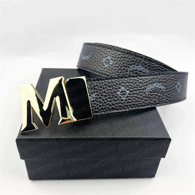 M Luxury designer Belt Buckle Fashion Genuine Leather Women Belts For men Letter Double Big gold silver classical mcmbelt