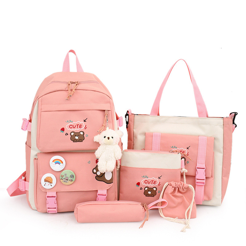 New 5-piece Multifunctional Designer Backpack Lightweight And Cute Personalized Women's Bag Student Backpack Fashionable Girls' Backpack