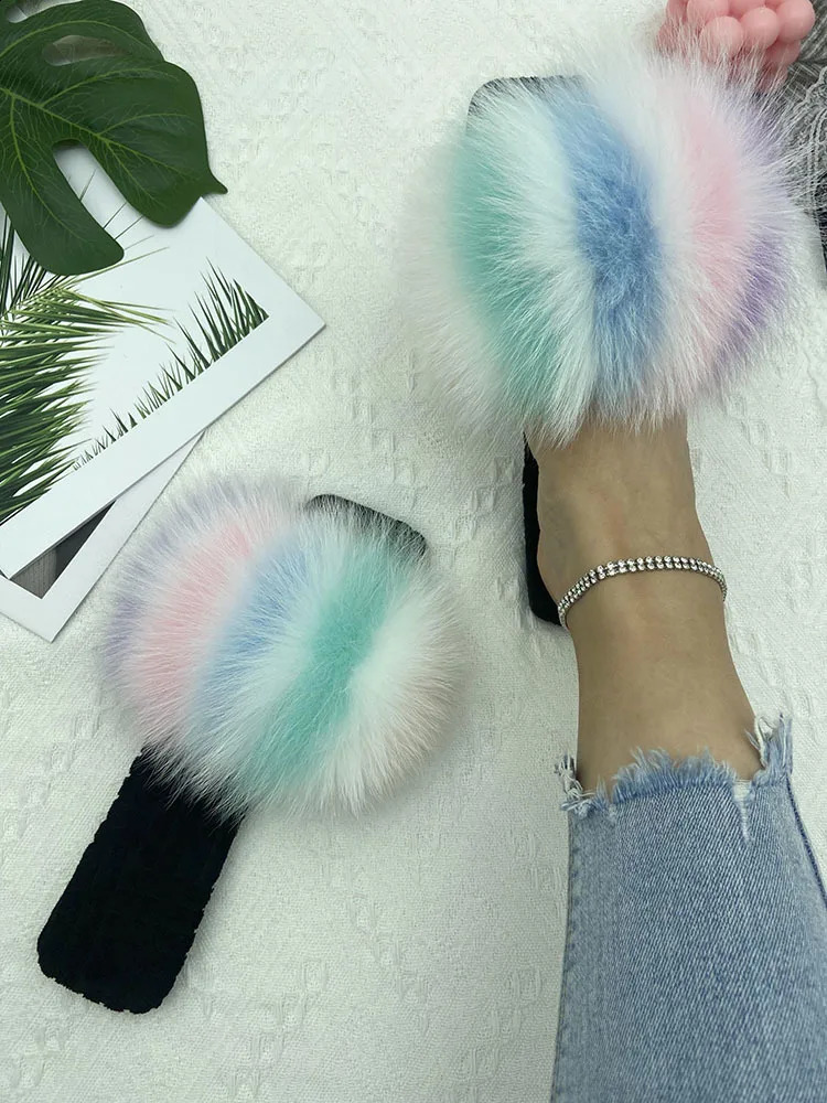 Fur slider womens apartment slider summer womens fashion fur flip fluffy slider womens sandals 240925