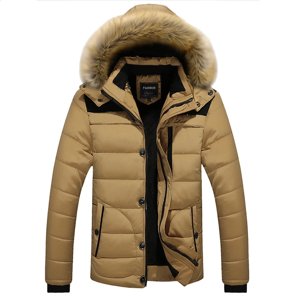 TRAF 2024 Winter Mens Padded Jacket Thickened Korean Version Hooded Collar Men 240927