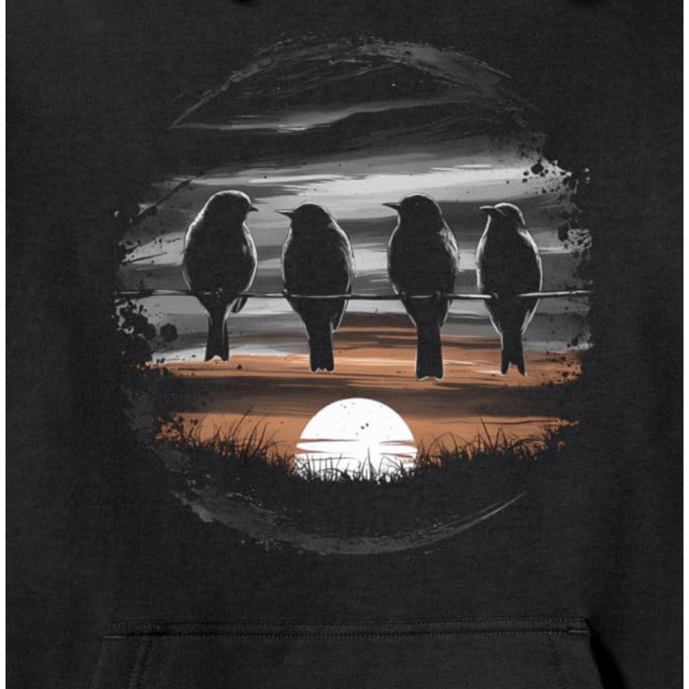 Hoodie for Mens Womens Birdwatching Bird Watchers Cute Bird On Wire Sunset Gifts Pullover Hoodie Graphic Hoodies sweatshirt Pullover Long Sleeve