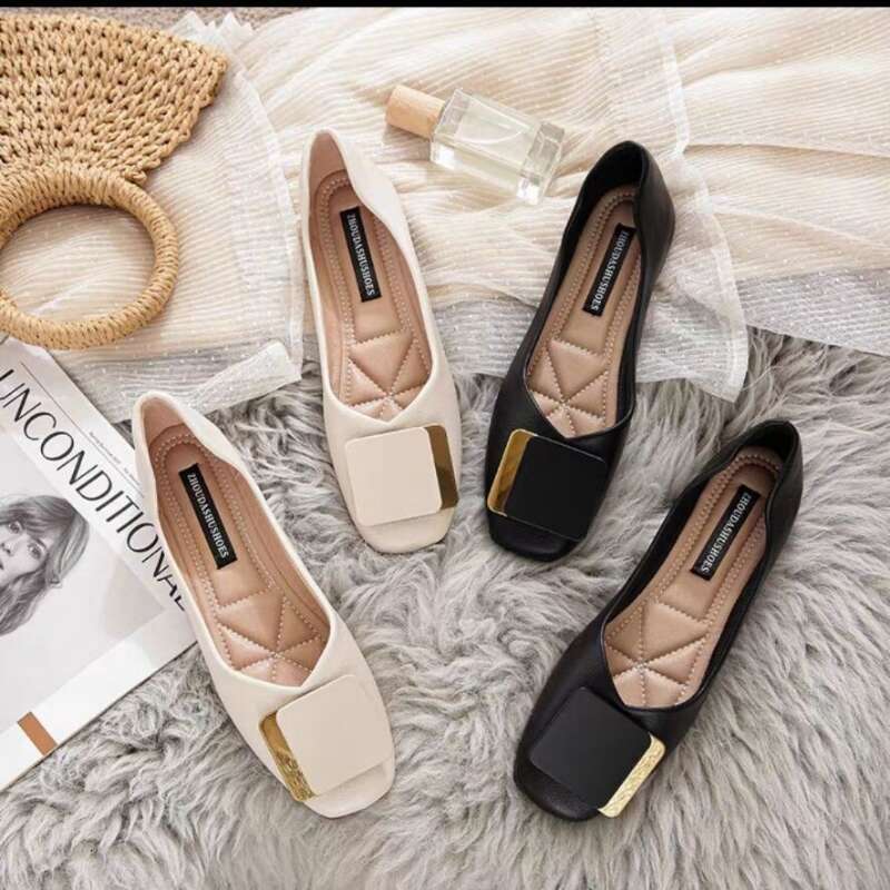 New 2025 Flat Fashion Women Square Breathable Casual Black Comfortable Work Soft Large Size Women's Loafers Shoes 's