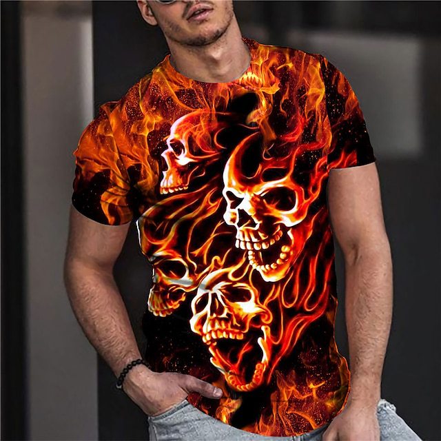 Men's 3D Printed Skull T-shirt Breathable Cotton | Spring/Summer 2024 Collection dh5727163