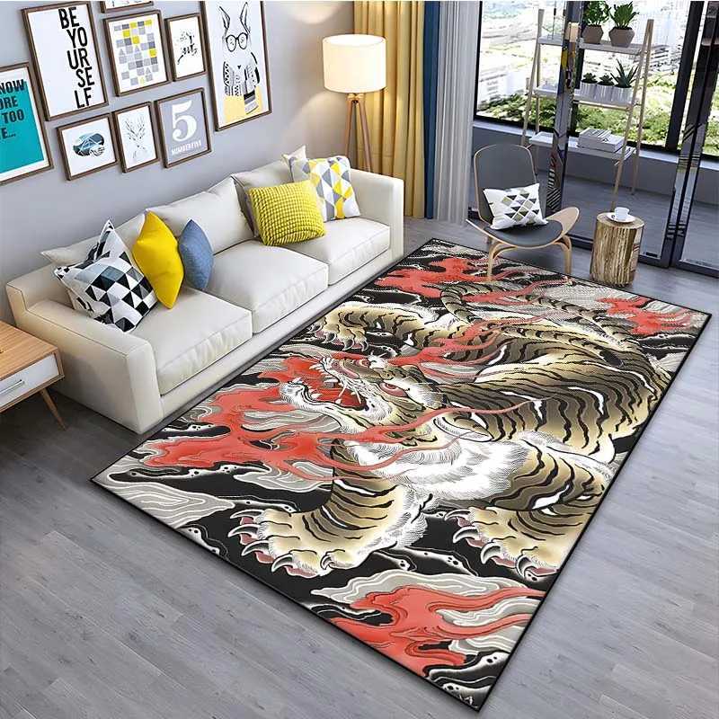 Japanese art tiger tattoo pattern floor carpet 15 size living room bedroom bathroom floor mat area carpet room decoration X240928
