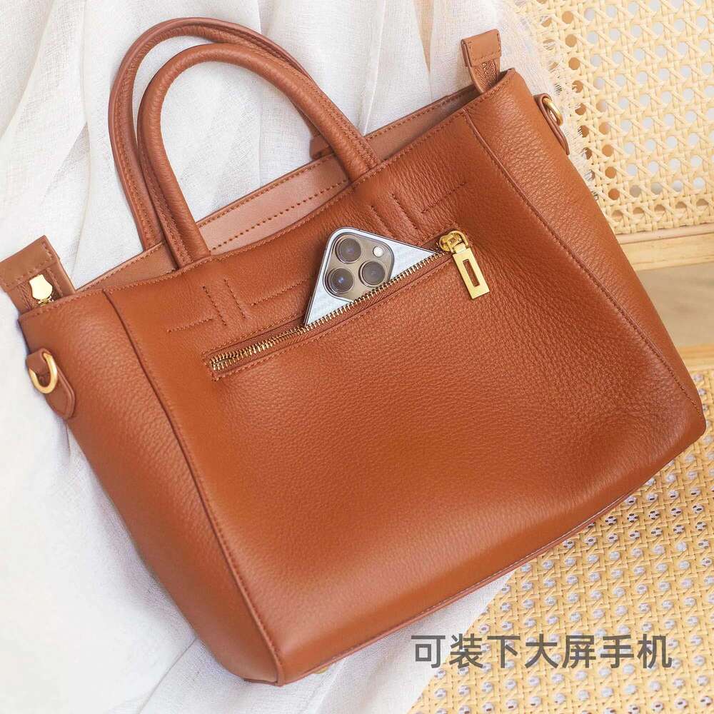 Soft Office Classic Tote Large 2025 Aesthetic Solid Color 100% First Layer Cow Leather Women Handbag Ladies Shoulder Bag