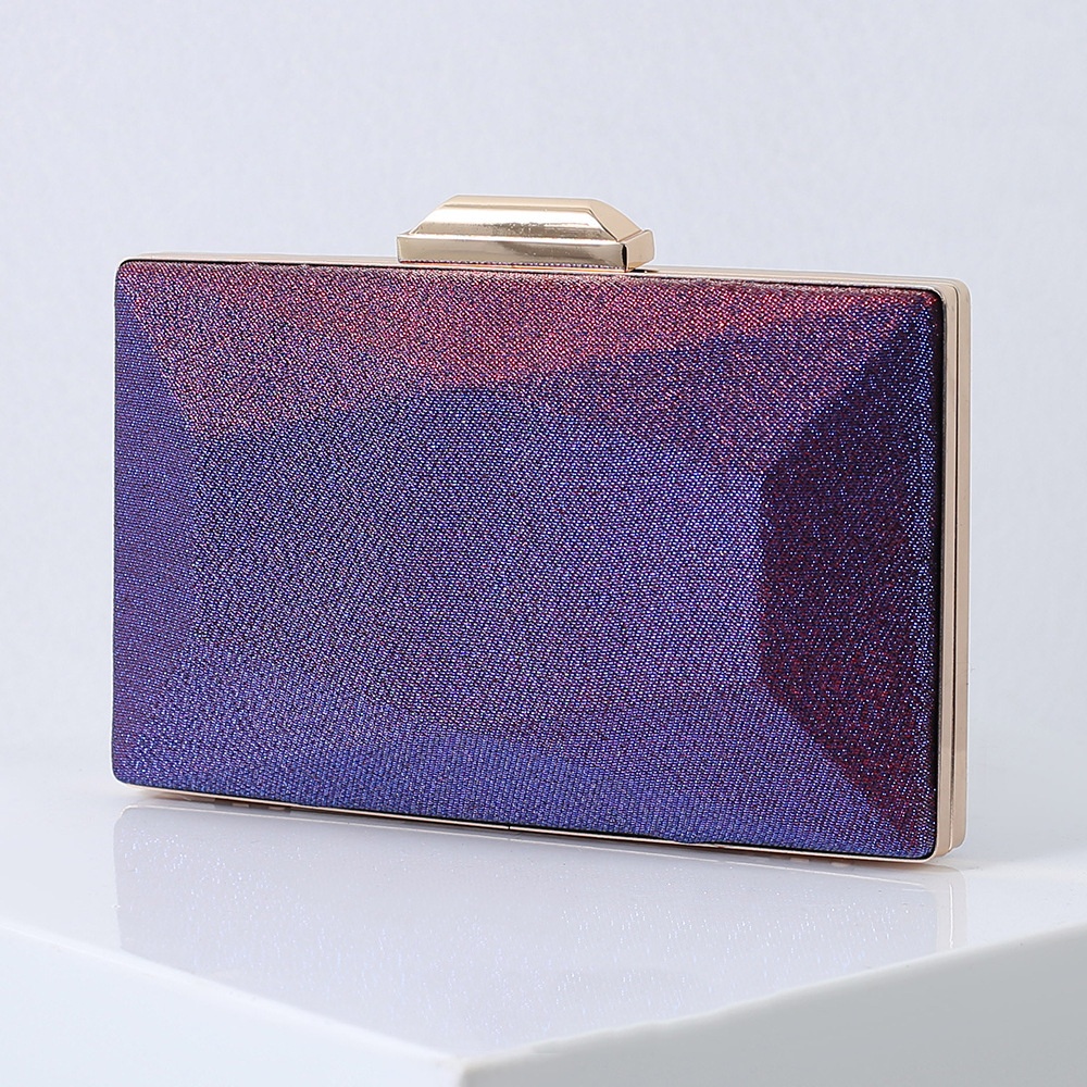The new three-dimensional geometry dinner bag all match gradual change satin dress banquet bag European and American style simple hand bag