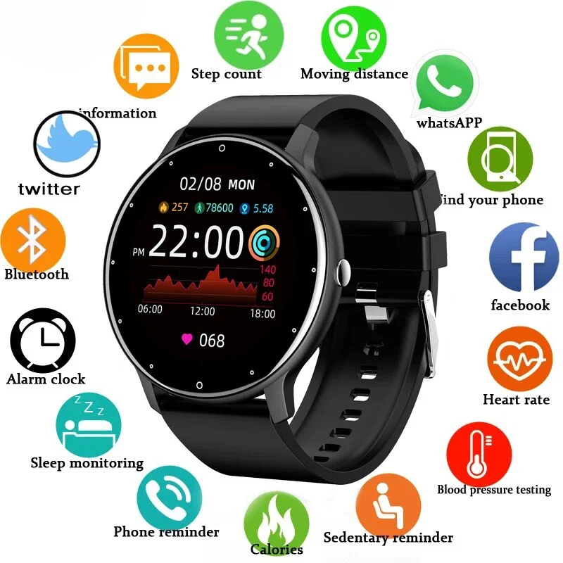 2024 Smart Watch Women Men Lady Gift Sport Fitness Watches Heart Rate Monitor Waterproof Smartwatch for Smartphone