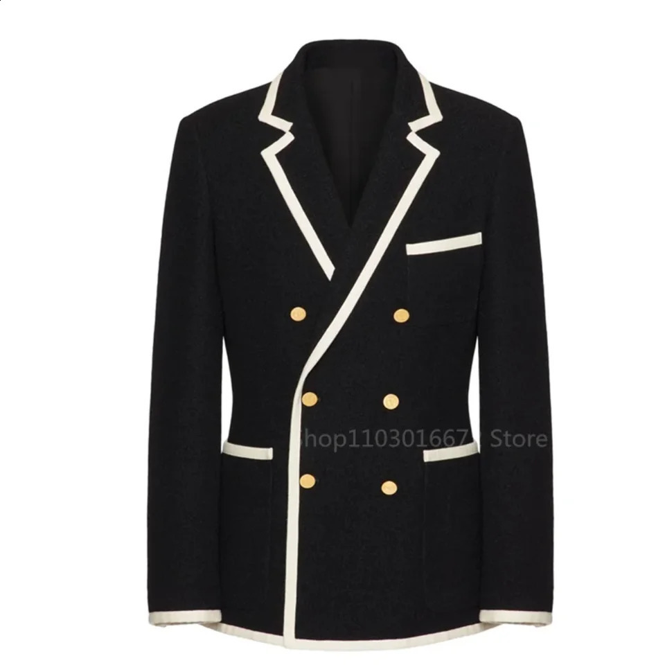 High quality black jacket mens fashion wedding leisure business elite gathering double corset 240927